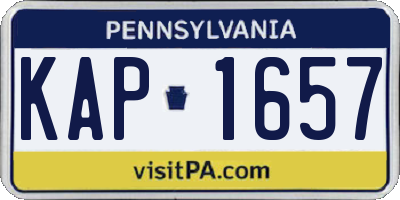 PA license plate KAP1657
