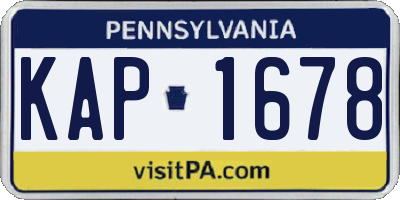 PA license plate KAP1678