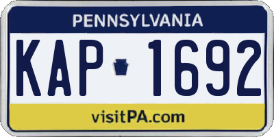 PA license plate KAP1692