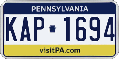 PA license plate KAP1694