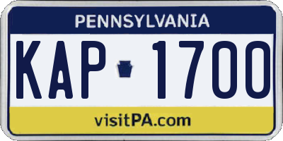 PA license plate KAP1700