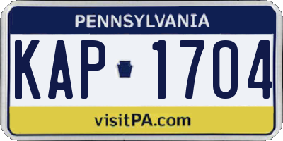 PA license plate KAP1704
