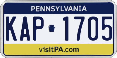 PA license plate KAP1705