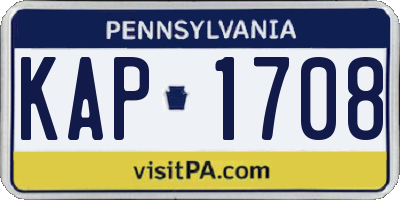 PA license plate KAP1708