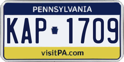 PA license plate KAP1709