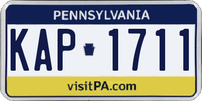 PA license plate KAP1711