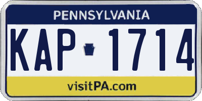 PA license plate KAP1714