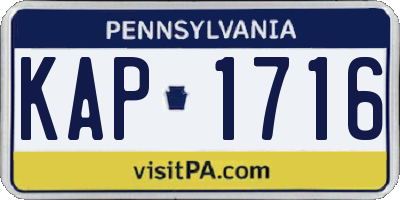 PA license plate KAP1716