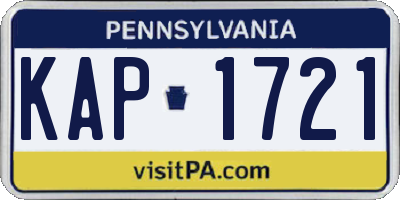 PA license plate KAP1721