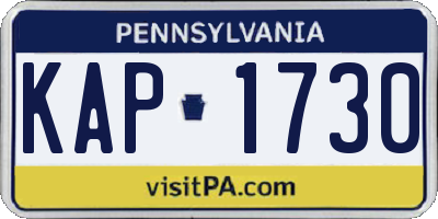 PA license plate KAP1730