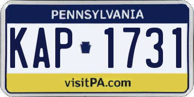 PA license plate KAP1731