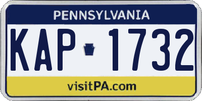 PA license plate KAP1732