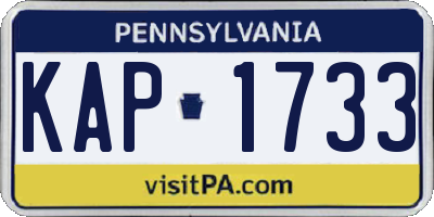 PA license plate KAP1733