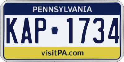 PA license plate KAP1734