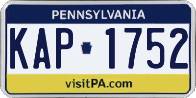 PA license plate KAP1752