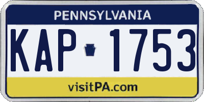 PA license plate KAP1753
