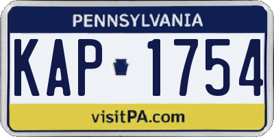 PA license plate KAP1754