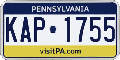 PA license plate KAP1755