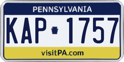 PA license plate KAP1757