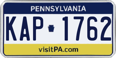 PA license plate KAP1762