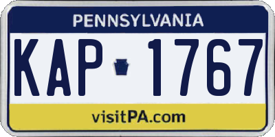 PA license plate KAP1767