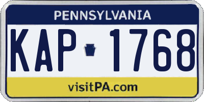 PA license plate KAP1768