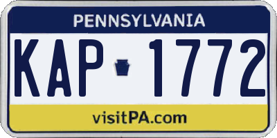 PA license plate KAP1772
