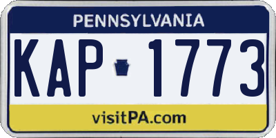 PA license plate KAP1773