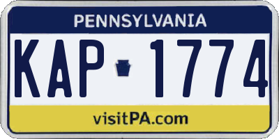 PA license plate KAP1774
