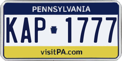 PA license plate KAP1777