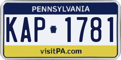 PA license plate KAP1781