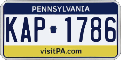 PA license plate KAP1786