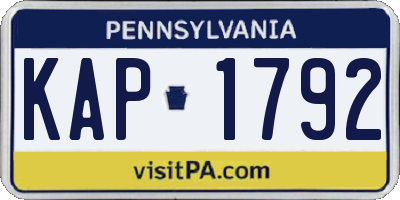 PA license plate KAP1792