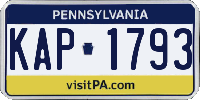 PA license plate KAP1793