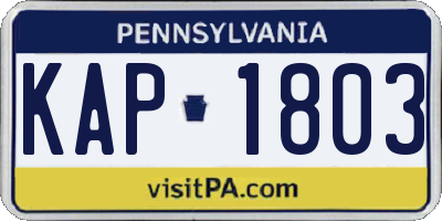 PA license plate KAP1803