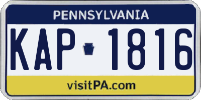 PA license plate KAP1816