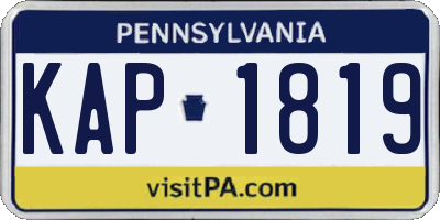 PA license plate KAP1819