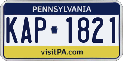 PA license plate KAP1821
