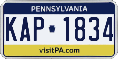 PA license plate KAP1834