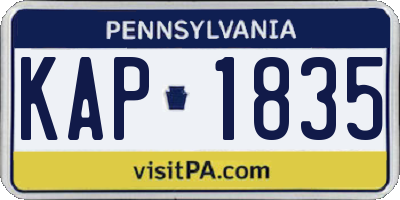 PA license plate KAP1835