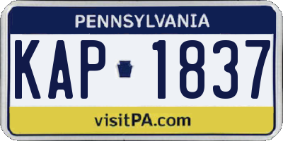 PA license plate KAP1837