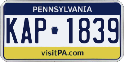 PA license plate KAP1839