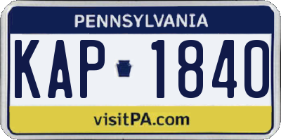 PA license plate KAP1840