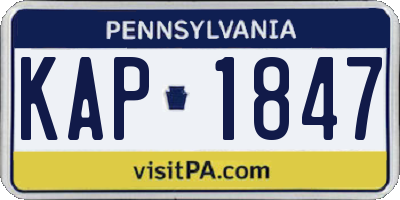 PA license plate KAP1847