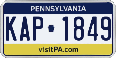 PA license plate KAP1849
