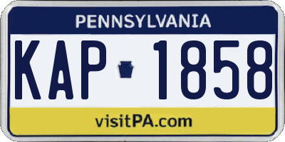 PA license plate KAP1858