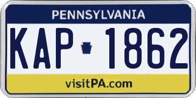 PA license plate KAP1862