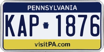 PA license plate KAP1876