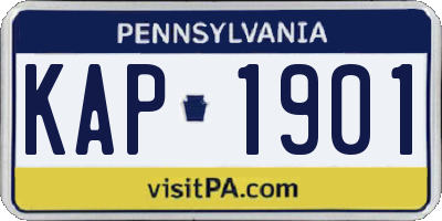 PA license plate KAP1901