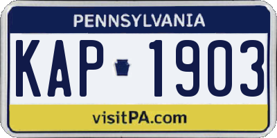 PA license plate KAP1903